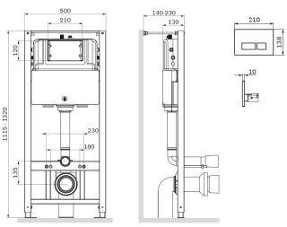 Инсталляция для подвесного унитаза Am.Pm Pro S с пневматической клавишей никель I012704.7031